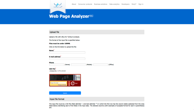 Web Page Analyzer Screenshot